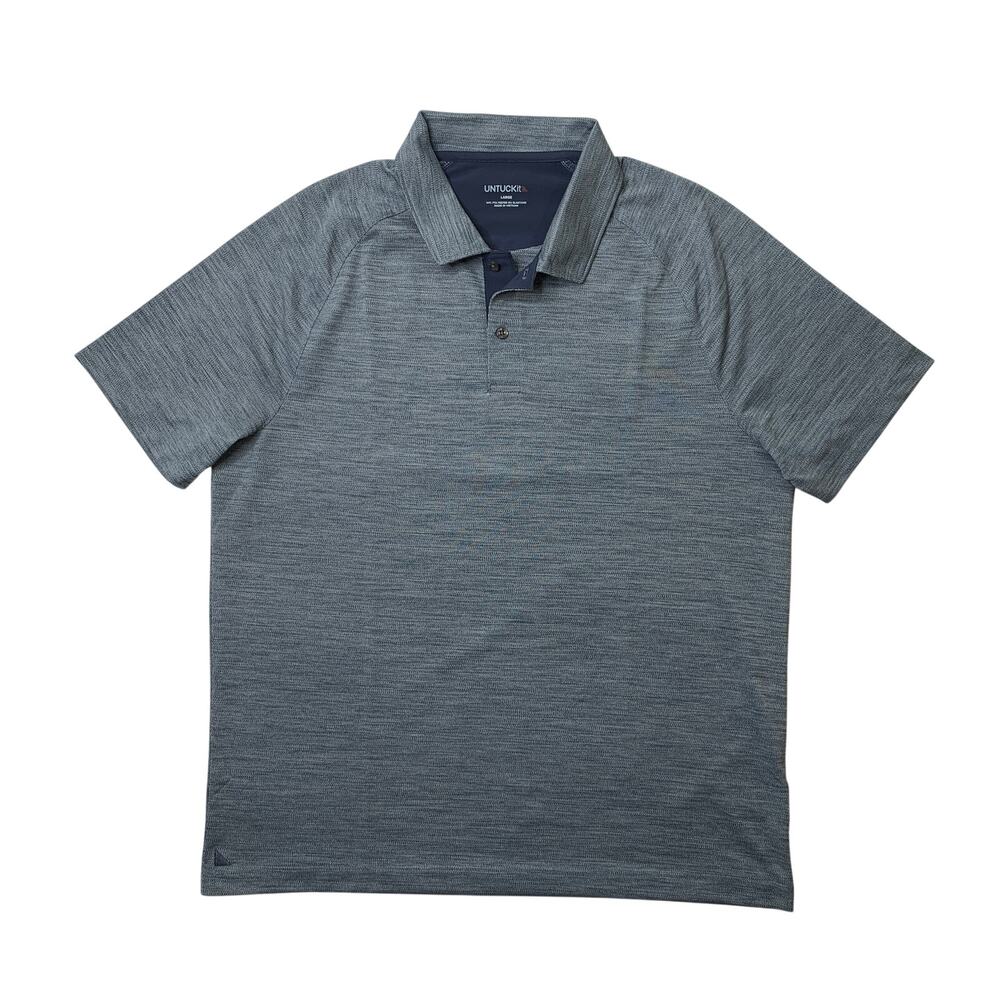 Untuckit Polo Shirt Men L Large Blue Hannifer Heathered Performance Stretch Golf